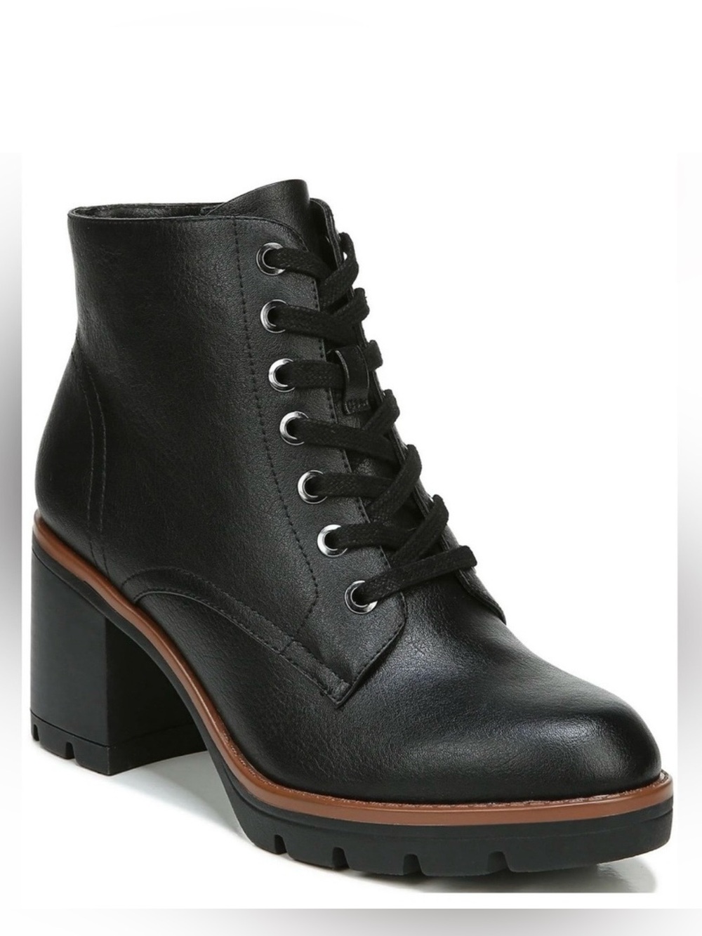 Naturalizer MADALYNN2 Women's Black Lace-Up Block Heel Ankle Boot size 10